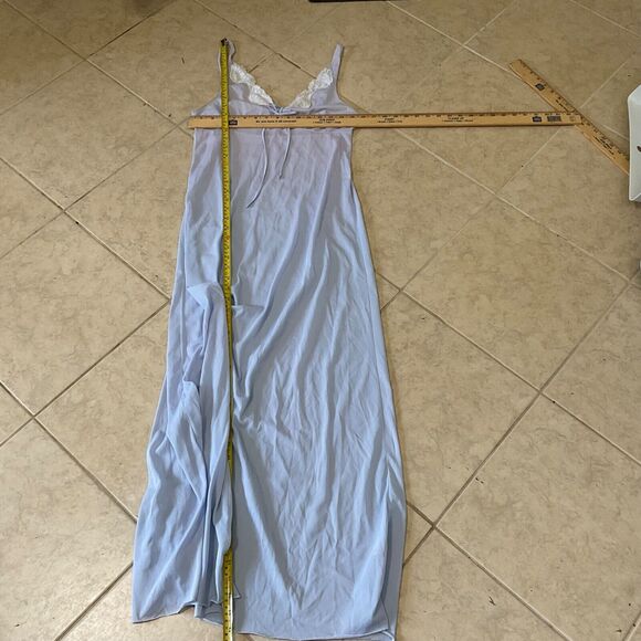 Vtg 60's Made in California Maxi Full Length Nightgown Lacey Night Slip Dress M - Picture 7 of 12